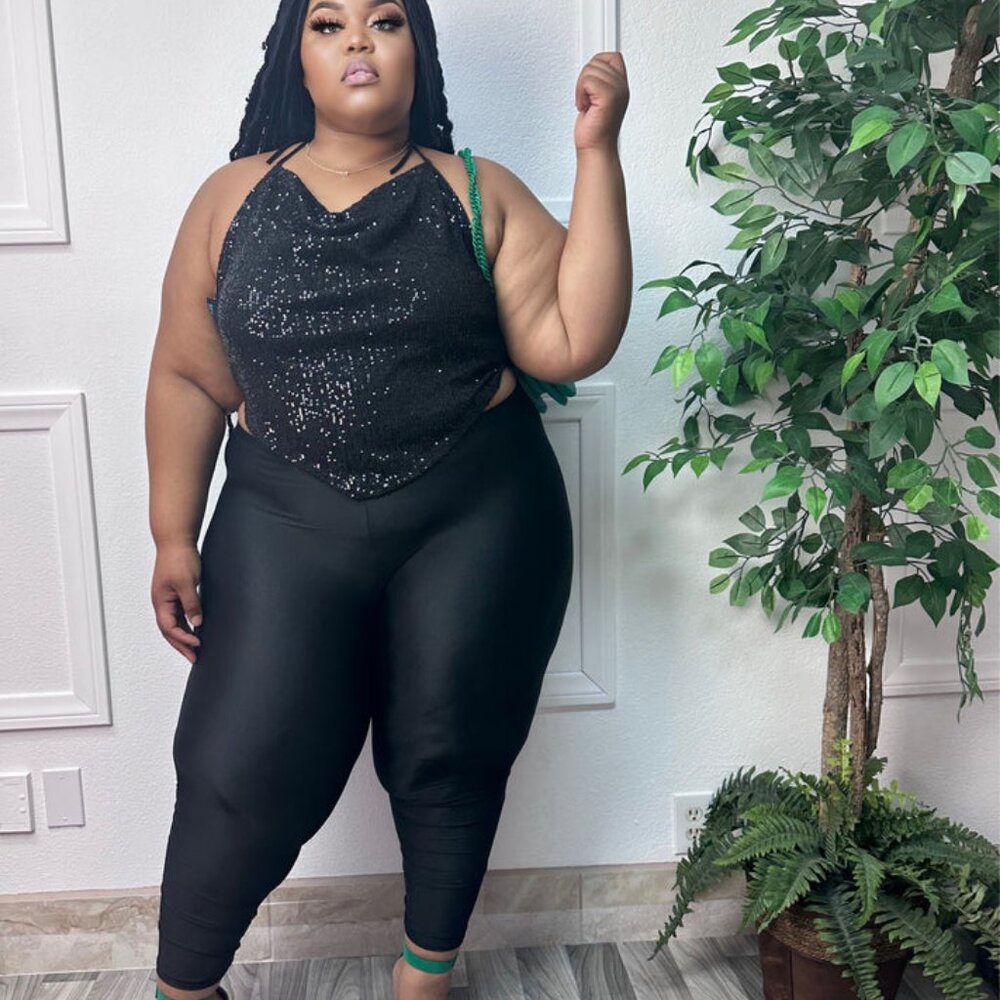 Black Judy Sequins Plus Size top